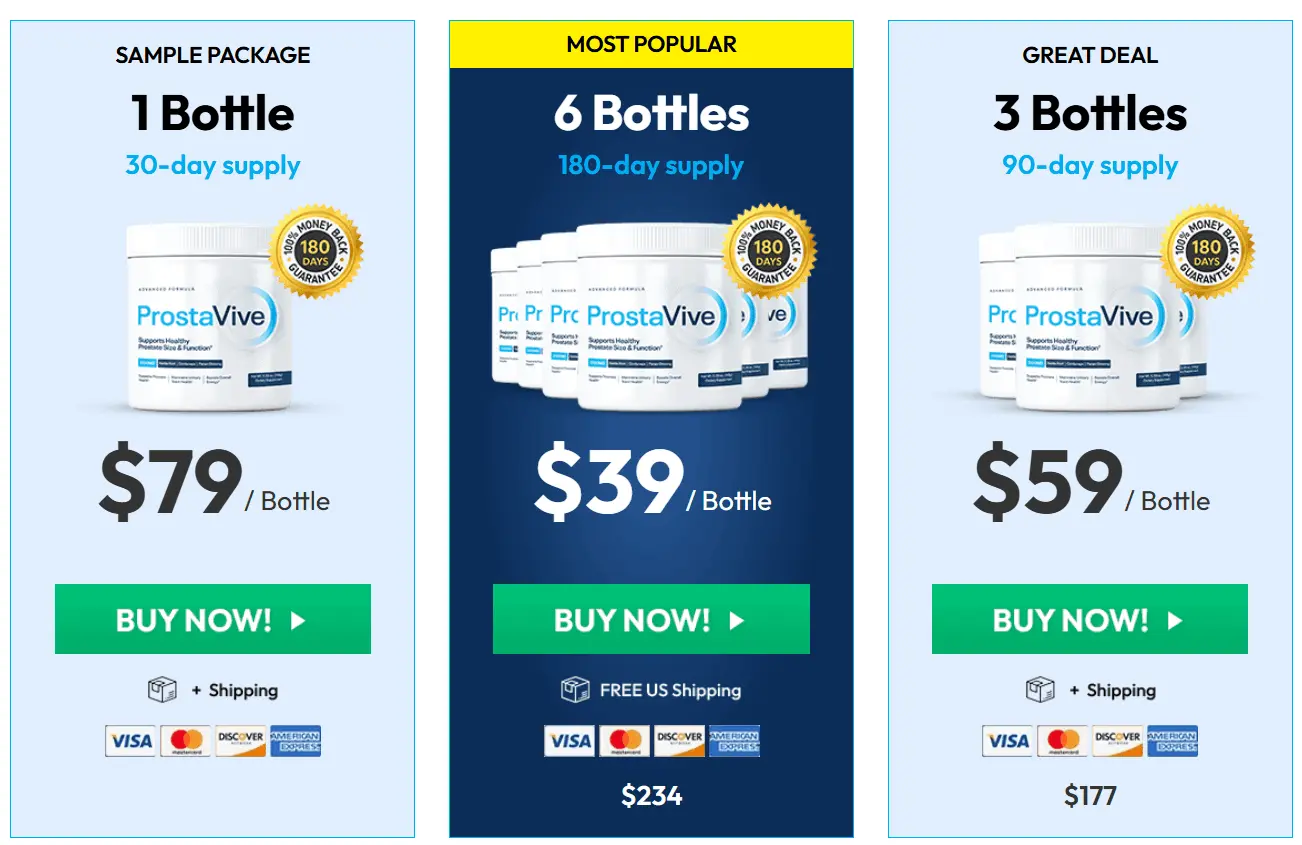 ProstaVive official order page with bottle options